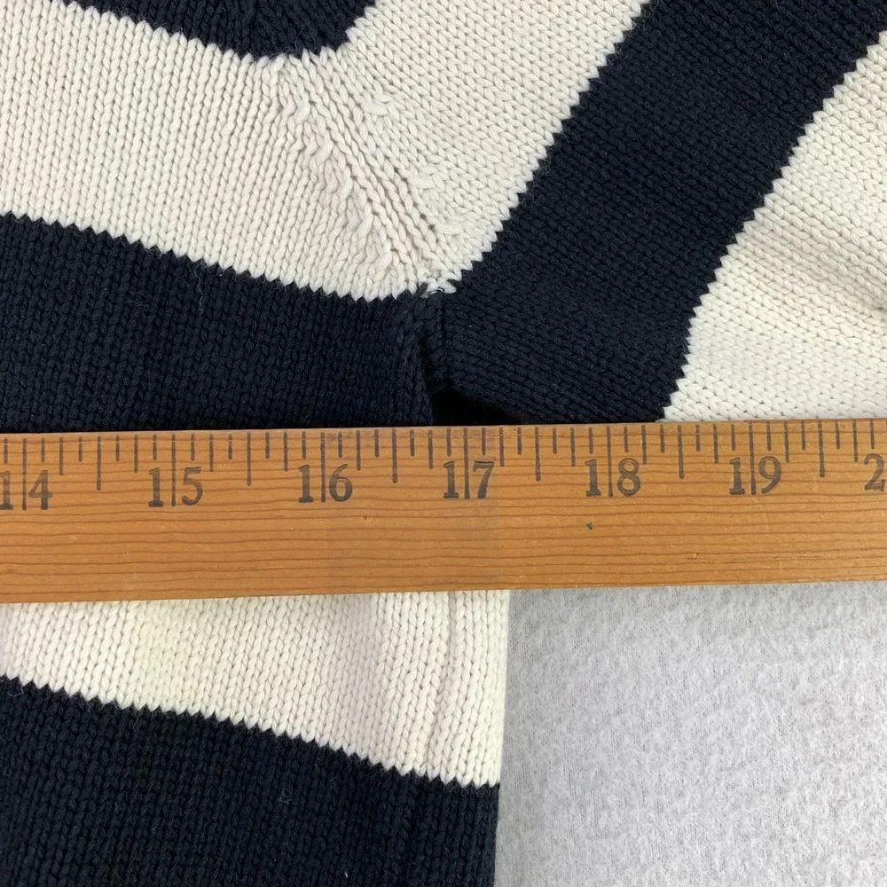 Veronica Beard Sweater Women S Black White Striped Distressed Cotton Knit